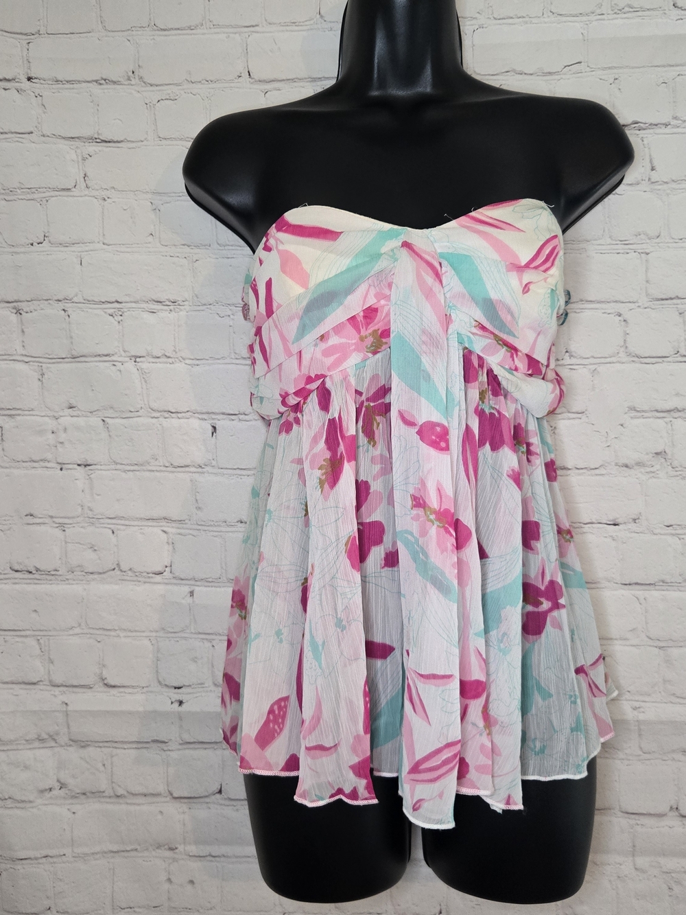 American Vtg Y2K Twenty One L Babydoll Strapless Tube Sheer Chiffon‎ Flowy Fairy